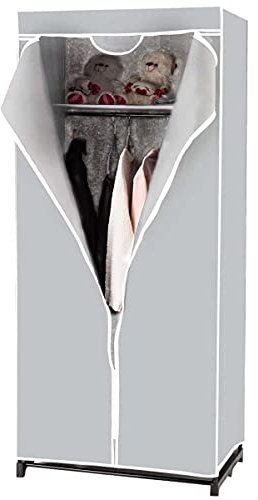 RELAX4LIFE Guardaroba in Tessuto, Armadio Appendiabiti Salvaspazio per Camera da Letto, Cabina Portabiti Richiudibile con Cerniera, Armadio Singolo per Vestiti, Abiti, Scarpe (Grigio)