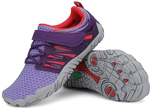 SAGUARO Barfußschuhe Kinder Badeschuhe Jungen Trekkingschuhe Mädchen Traillaufschuhe Atmungsaktiv Laufschuhe Schnell Trocknend Aquaschuhe Violett B Gr.33