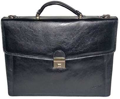 KATANA cartable porte document serviette en cuir à 1 soufflet réf 68124 (2 couleurs disponible) (noir)