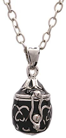 Generic Halskette aus Messing, Tropfenform, zum Öffnen, Foto Medaillons, Phase Box, Memorial, Souvenir, Urnen- , Andenken, Schmuck, Schwarz