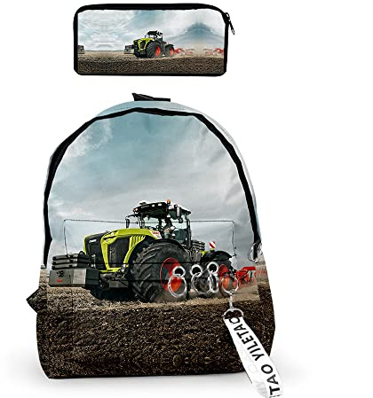 Proxiceen Traktor Rucksack 2-teiliges Set Für Jungen Mädchen, Grosse Rucksäcke Mit Ergonomisch Geformter Rücken, Schulranzen Groß