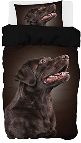 Zomer - Labrador Bettwäsche 135x200 cm Brauner Labradorhund Microfaser Bedruckte Bettwäsche-Sets 2 teilig - 1 Flauschige Bettbezug und 1 Kissenbezug 80x80 cm