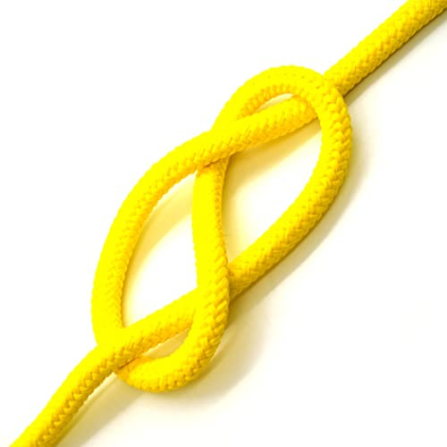 Yellow Polypropylene Rope, Solid Braided Poly Rope Cord Twine for Boat Yacht Dock Line Camping Washing Line (8 mm x 20 metres / 65.6 ft)