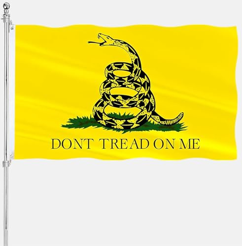 Dont Tread On Me Flagge, 7,6 x 12,7 cm, doppelseitig, für den Außenbereich, strapazierfähig, 3-lagig, dickes Nylon-Material mit 2 Metallösen, 4 Reihen Nähte, Don't Tread On Me Flaggenbanner