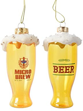 Christbaumschmuck Glas Bierglas 13cm, 1 Stück Sortiert Alkohol - Orange transparent