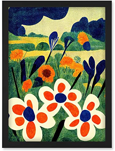 Doppelganger33 LTD Henri Matisse Style Meadow Flowers Iris Artwork Framed Wall Art Print A4