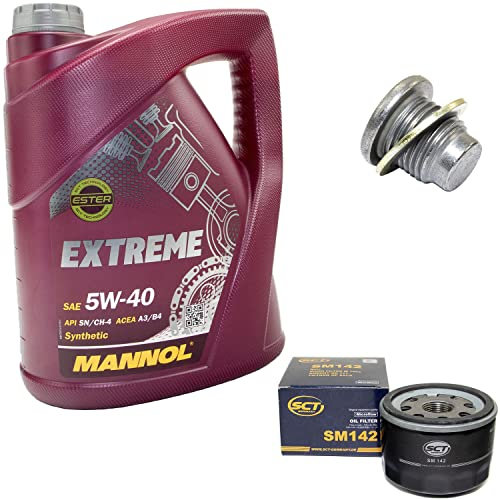 Motoröl Set 5W40 5 Liter + Ölfilter SM142 + Ölablassschraube 101250