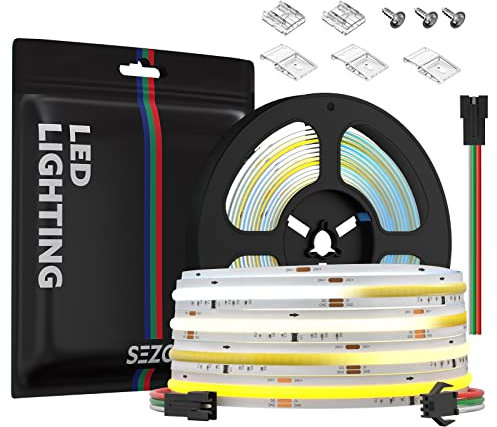 SEZO FCOB CCT IC Hohe Dichte LED Streifen Pixeladressierbare 2700-6000K COB CCT+WS2811 IC LED Strip 5M 576LEDs/M 10W/M DC24V IP30 Farbwechsel DIY Dekoration (SPI LED Controller Separat Erhältlich)