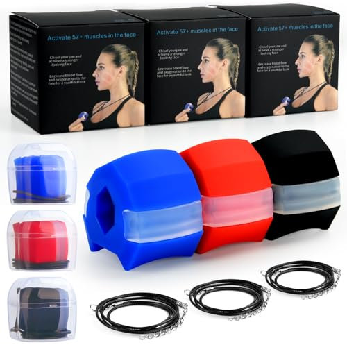 Peaken Jaw Exerciser, Silicone Jawline Exerciser 3 Levels with 3 Strengths, Jawline Fitness Ball for Men and Women With Carry Case