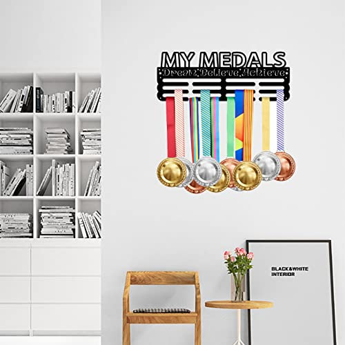 SUPERDANT Porta medaglie con Le Mie medaglie e Ganci per medaglie Dream Believe Achieve con Scrittura Display Holder Rack Frame Medaglie Sport Medal Hanger Over 60