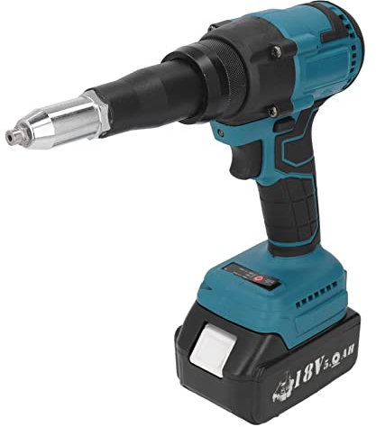 Cordless Rivet Gun, 360W 18V Lithium-ion Heavy Duty Cordless Brushless Electric Rivet Gun, LED Electric Automatic Brushless Blind Riveter Tool Kit, Professional Rivet Nut Hand Tool