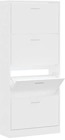 vidaXL Schuhschrank Schuhablage Schuhregal Schuhständer Schuhaufbewahrung Schuhkipper Kipper Schuhkommode Weiß 63x24x147cm Holzwerkstoff