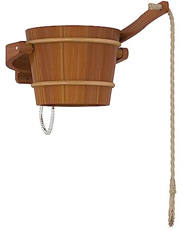 Saunainter Seau de douche flottante pour sauna - 18 litres, montable, recharge automatique, accessoire de thérapie d'eau froide (cèdre)