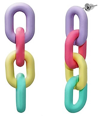 Soul-Cats 1 Paar Ohrstecker Pastell Chain Kettenglieder Ohrringe Bonbonfarben Kette bunt