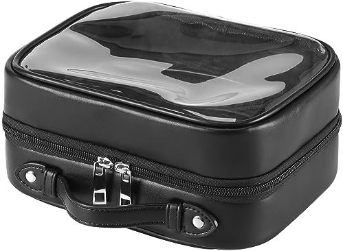 Veki Étanche Portable Trousse de Toilette Grande Capacité, Transparent Trousse Maquillage, Imperméable Sac Cosmétique Organisateur de Voyage pour Femmes et Filles (Grand Noir)