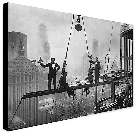 Heavenly Diner The Waldorf Vintage Fotografie New York Skyline 1930 Wandbild auf Leinwand, verpackt, gerahmt, A1 81 cm x 61 cm