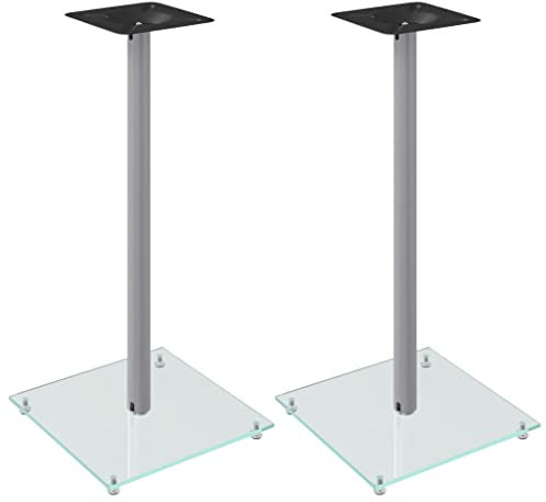 Tidyard Lautsprecherständer Lautsprecher-Ständer 2 STK.Boxenständer Audiozubehör Lautsprecherzubehör 40 x 40 x 86 cm (L x B x H) 1 Säule,Maximale Belastbarkeit (pro Stück):100 kg Aluminium,Hartglas