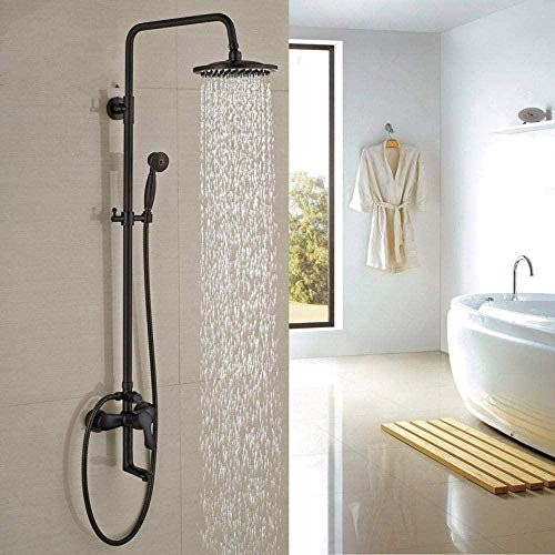 ILmira Duschset, Duschset, Duschsystem, neu, 8-Zoll-Regendusche, Wasserhahn, Mischbatterie, ölgeriebene Bronze, Wandmontage, Duschwanne, Wasserhahn mit Handbrause, Duschsystem Auspicious Clouds