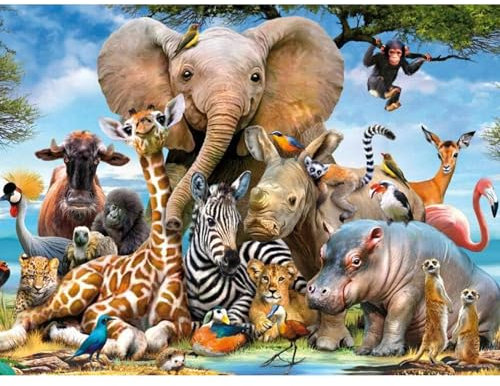 DAERLE 5D Diamond Painting Tierplanet, Diamant Painting Bilder Wilde Tiere, Diamond Art Erwachsene Full DIY Diamant Kunst Malerei Stickerei Set Kreuzstich Bilder Home Wand Dekor 40x30cm