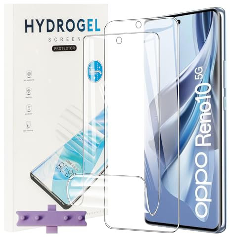 CONAPIKA 2 Piezas Protector de Pantalla para OPPO Reno 10/Reno 10 Pro, Anti-Scratch, Sin Burbujas, Alta sensibilidad Película de Hidrogel Flexible, 3D Soft HD TPU Cobertura Completa Protector Pantalla