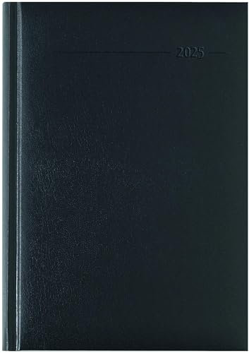 Zettler - Buchkalender Balacron 2025 schwarz, 15x21cm, Taschenkalender im Tucson Einband mit 352 Seiten, 7 Tage auf 6 Seiten, Adressteil, Monats- und Jahresübersicht und internationales Kalendarium