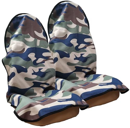 LoyaGour Autositzbezug, nur für Vordersitze, wasserdicht, kühlendes Handtuch, Sitzbezüge für LKW, SUV, Jeep, Automobil-Fahrzeuge, Sitzbezüge (Camouflage, 2 Stück)