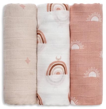 GLLQUEN Musselintücher für Babys, 3 Stück Spucktücher aus Baumwolle 70 cm x 70 cm, saugfähig und atmungsaktiv und ideal zum Reinigen, Abwischen und Abdecken von Neugeborenen