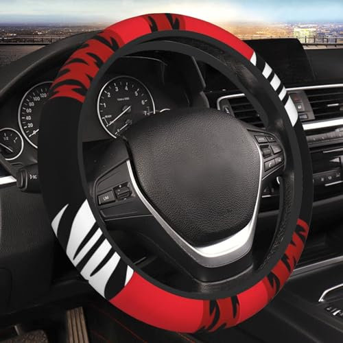 Auto-Lenkradbezug für alle Modelle, roter Leoparden-Zebra-Elastik-Lenkradschutz, Anti-Rutsch-Dekoration, Schutz für Damen und Herren, Auto-Radschutz