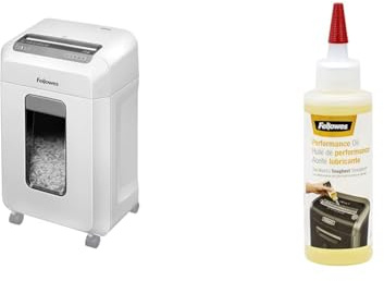 Fellowes Aktenvernichter 12Ms, 12 Blatt Minicut (P4), Papierschredder für Büro & Aktenvernichter-Öl, Inhalt: 120 ml