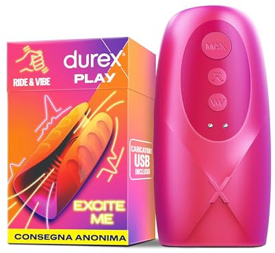 Durex Masturbador de pene vibrante suave, texturizado y estriado RIDE & VIBE, juguete sexual con 3 modos de estimulación y 7 modos de vibración, resistente al agua