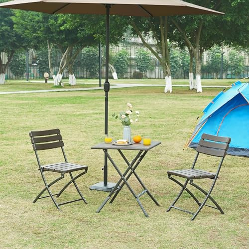 [en.casa] Klapptisch Lillestrøm Gartentisch Campingtisch klappbar 61,5 x 61,5 x 73 cm quadratisch Picknicktisch Outdoor Holzoptik, Dunkelbraun