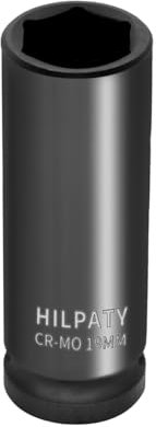 Hilpaty Sechskant Steckschlüsselein 19mm, 1/2 Zoll Vierkantantrieb Cr-Mo Schlagschraubereinsatz Radschrauben Nuss, 78mm Gesamtlänge
