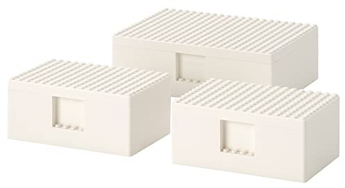 BYGGLEK LEGO® Box mit Deckel, 3er Set, Weiß