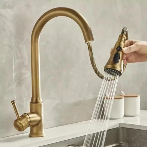 Antique Pull Out Kitchen Faucet Brass Sink Faucet Mixer Tap 360 Degree Rotation torneira cozinha Mixer taps Kitchen Tap