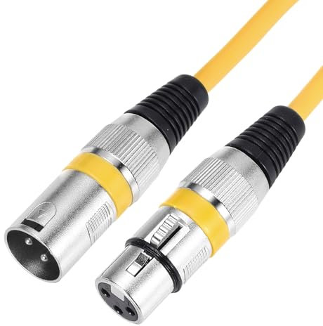 sourcing map XLR Male to XLR Female Cable, 10ft XLR to XLR Microphone Cable, Audio Adapter Cord for Preamps/Speaker Systems, Yellow