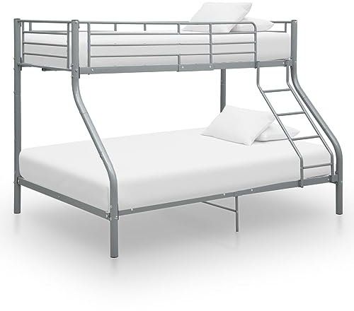 csderty Möbelstück Etagenbett Bettgestell grau Metall 140x200cm/90x200cm