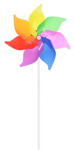 sourcing map Rainbow Pinwheels 15.4 Inch 7 Leaves Plastic Windproof Waterproof Wind Mills Spinners Windmills for the Yard Garden Lawn Patio Outdoor Decor Party Decorations, Colorful
