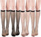Telooco 4 Pares Medias de Rejilla de Nylon Calcetines de Rejilla Hasta el Muslo para Mujer Negro Calcetines de Malla por Encima de la Rodilla Medias Huecas Transparentes para Mujer
