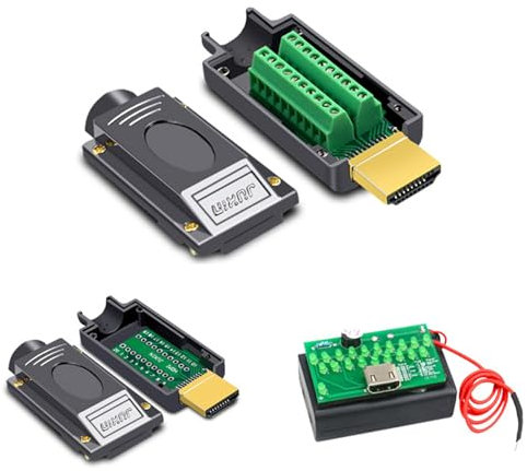 HDMI 3 in 1 HDMI Repair Kit Include HDMI Solderless Adapter, HDMI Male Adapter Connector, HDMI Cable Tester Board, HDMI Extension Cable Connector Port Terminal Solderfree Breakout Connector Board