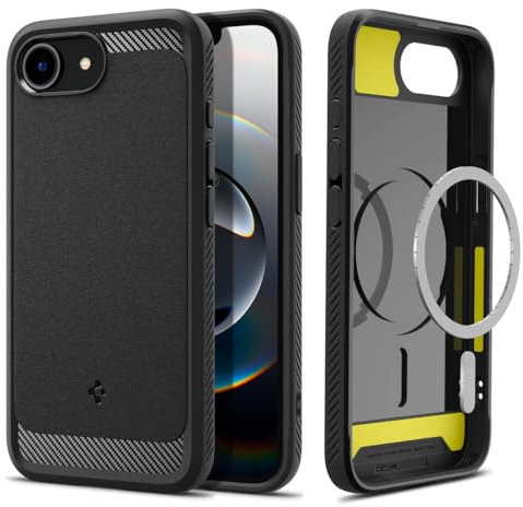 Spigen für iPhone 16e Hülle Rugged Armor MagFit Hülle, Kompatibel mit MagSafe Zubehör -Matte Black