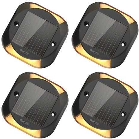 Quntis Segnapasso LED Esterno Solare Luce Calda Bianca 3000K, 4 Pezzi Luci Solari Esterne per Vialetto Ponte Impermeabilità IP65, Lampada Solare per Giardino Piscina Sentieri Terra Marciapiede