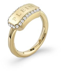 Philipp Plein Damen Ring Edelstahl IP Gold Plein Tag PJQEA06R, Ringgröße:52 (16.5 mm Ø)
