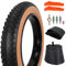 RUHUO 20x4.0 Fat Tire und Schlauch, pannensicherer Faltrad-Reifensatz 102-406 Kompatibel mit E-Bike Mountainbike Fahrrad All-Terrain Richtungsgebundene Lauffläche Seitenwände in Hautfarbe 33TPI