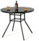 GIANTEX Table Bistrot 86 cm, Table à Manger de Jardin avec Trou pour Parasol de 3,5 cm, Plateau en Verre Sérigraphié, Cadre en Métal, Table d'Appoint Ronde, pour Jardin, Terrasse, Noir