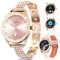 Montre Connectée Femme Stylée : Bracelet Incrusté de Diamants & en Silicone, 123 Modes de Sport, Suivi de Santé, Compatible Android 5.0 & iOS 9.0+, Écran Haute Définition Montre Sport Femme Doré