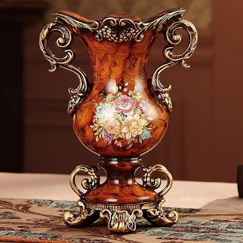 Vintage Europäische Harzvase, Viktorianischen Stil Blumenvase, Dekorative Vase für Tischmittelstück, Große Blumenvase für Schlafzimmer Wohnzimmer Esszimmer (22x30cm(9x12inch), A)