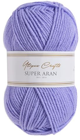 Utopia Crafts Super Aran - Filato per lavori a maglia e uncinetto, 100 g, colore: lilla