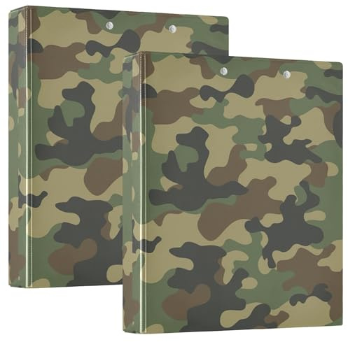 Militärische Camouflage-Ordner, 3,8 cm, 3 Ringe, für 200 Blatt, Cartoon-Portfolio-Ordner, runder Ringplaner, 31,5 x 27 x 6 cm, 1 Stück