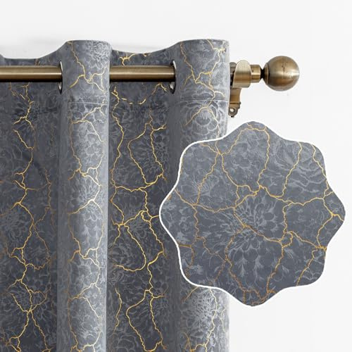 Ystyle Samtvorhang 2er Set 140x225cm, Blickdichte Vorhänge Samt für Schlafzimmer Wohnzimmer mit Ösen, Wunderschön Weich Vorhang Velvet Curtains, Verdunkelnd Samt Gardinen Blickdicht, Grau
