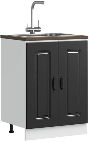 HOMTAKIE - Mueble bajo para fregadero (60 x 46 x 81,5 cm, madera de ingeniería, 1 mueble bajo (2 puertas) 60 cm